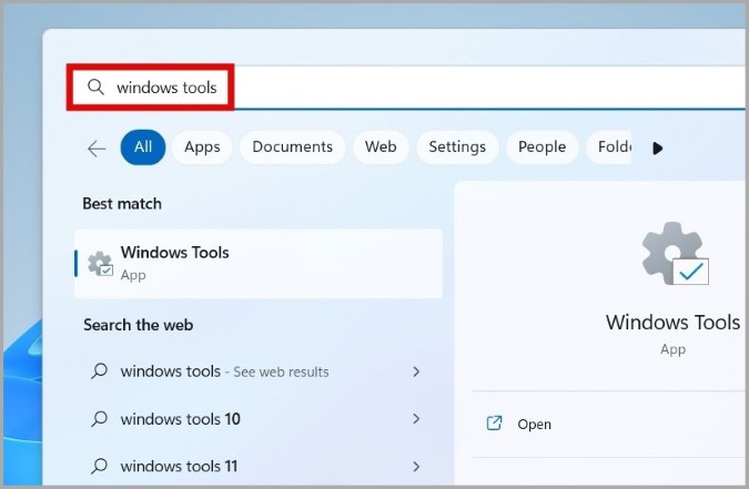 Open Windows Tools in Windows 11