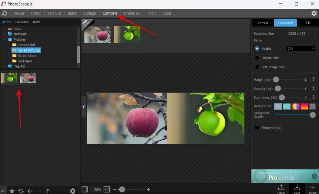 combine two images in photoscape x on windows