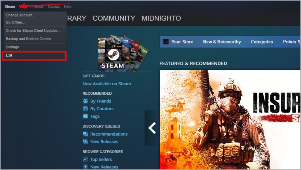 how to exit steam on windows