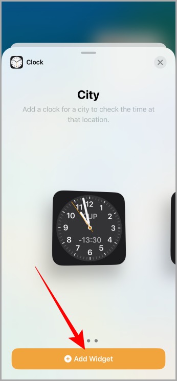 Adding Clock Widget to Widget Stack on iPhone