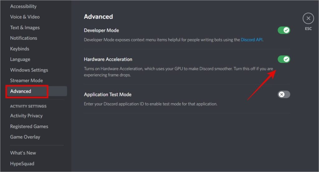 disable hardware acceleration on discord desktop app