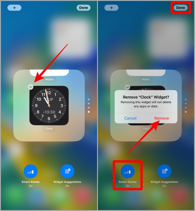 Removing a widget from Widget Stack on iPhone