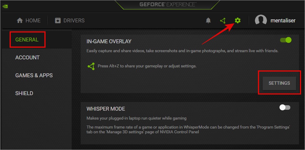 nvidia geforce experience in-game overlay settings