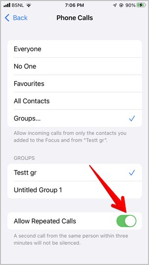 iOS Focus Mode Allow Repeated Calls