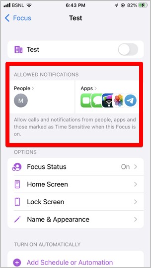 iOS Focus Mode Allowed Contacts and Apps
