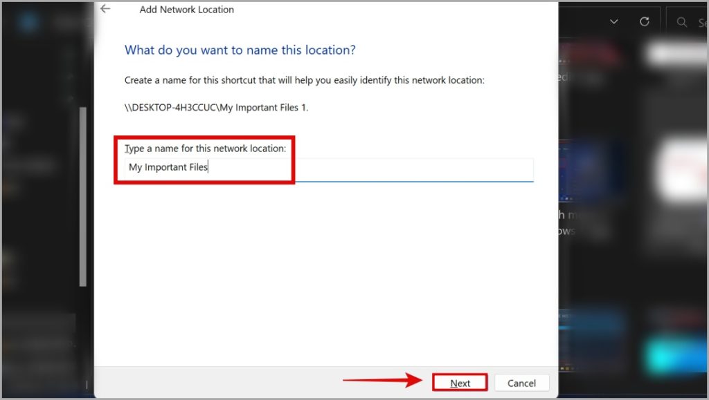 naming network location on windows 11