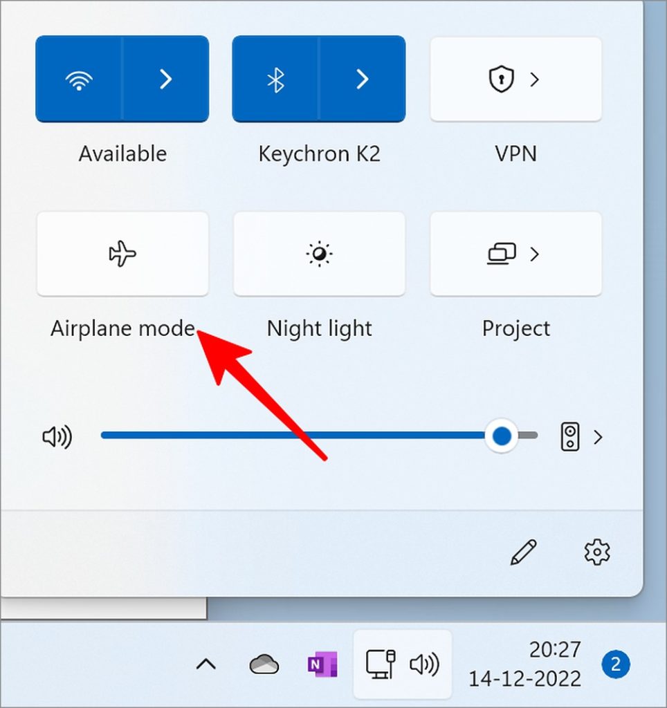 enable Airplane mode on Windows 11