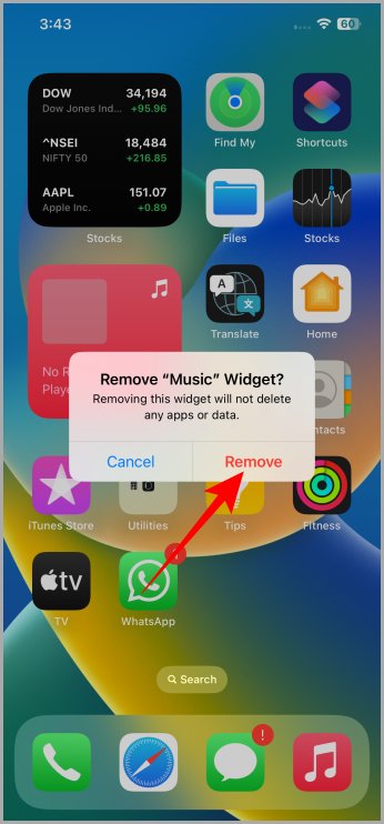 Removing a Widget on iPhone