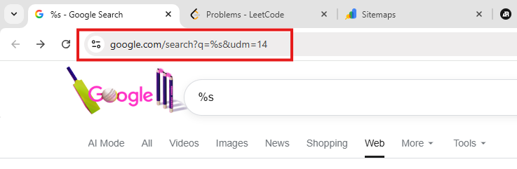 Setting up Chrome custom search engine with udm=14 to permanently remove AI Overviews